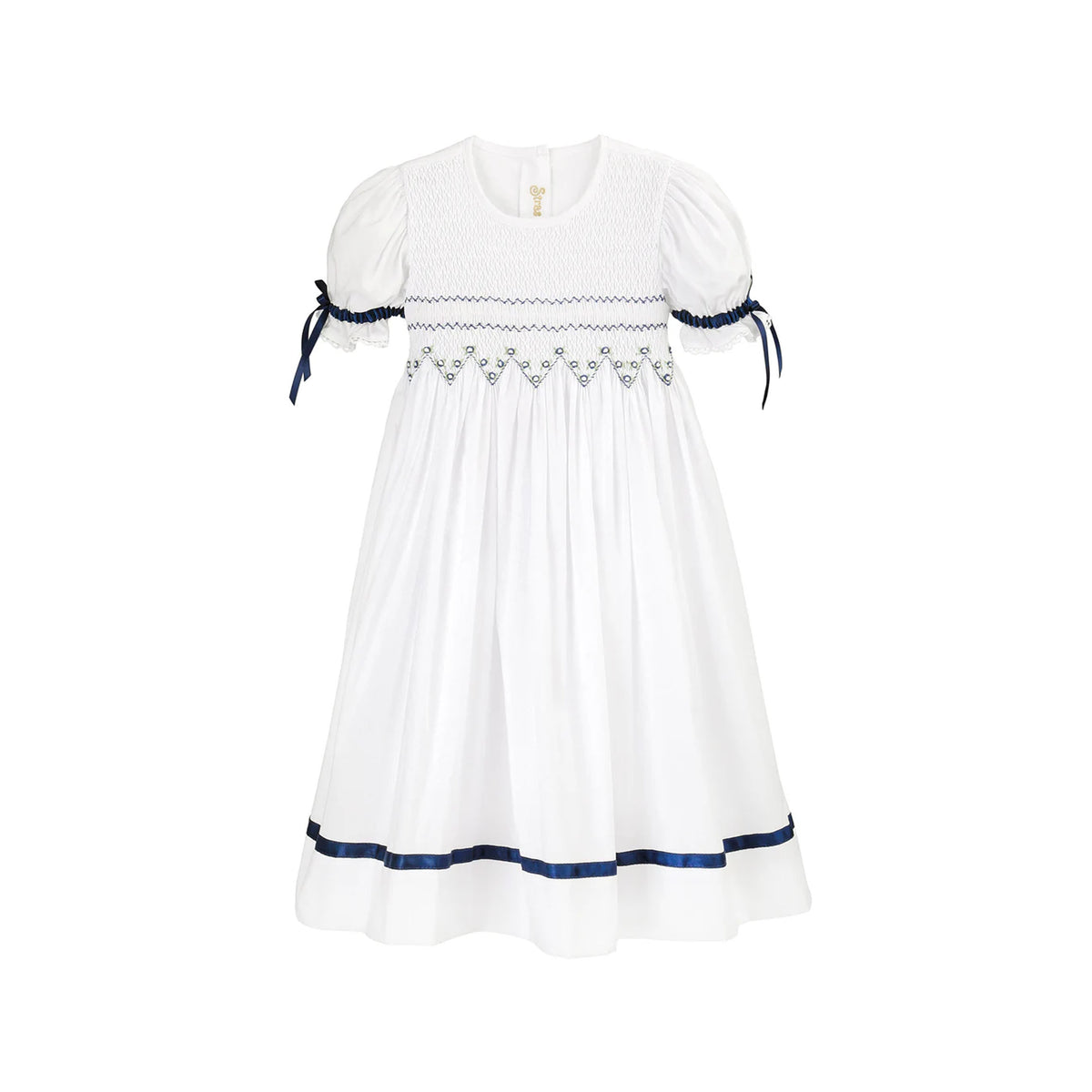 Navy Smocked Dress for Girls, Hanukkah Dress, Flower Girl Dresses | Over The Moon Navy Smocked Dress for Girls, Hanukkah Dress, Flower Girl Dresses | Over The Moon