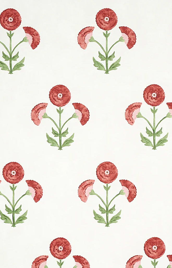 Saranda Flower Wallpaper in Cardinal