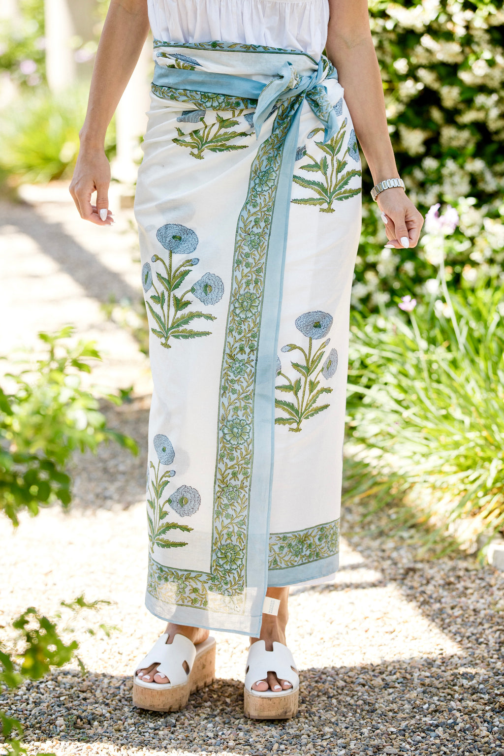 Sarong with Bag in Blue/Green Flower
