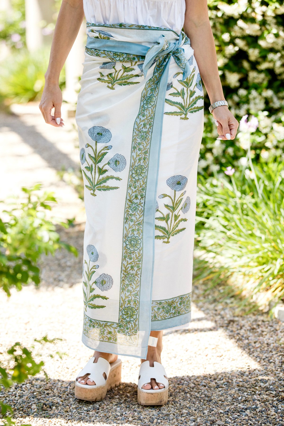 Sarong with Bag in Blue/Green Flower