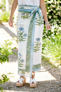 Sarong with Bag in Blue/Green Flower