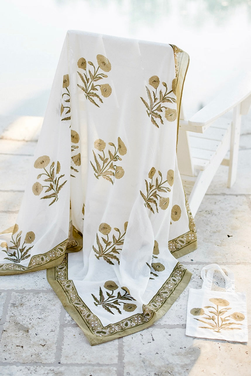 Sarong with Bag in Khaki Flower
