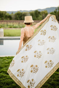 Sarong with Bag in Khaki Flower