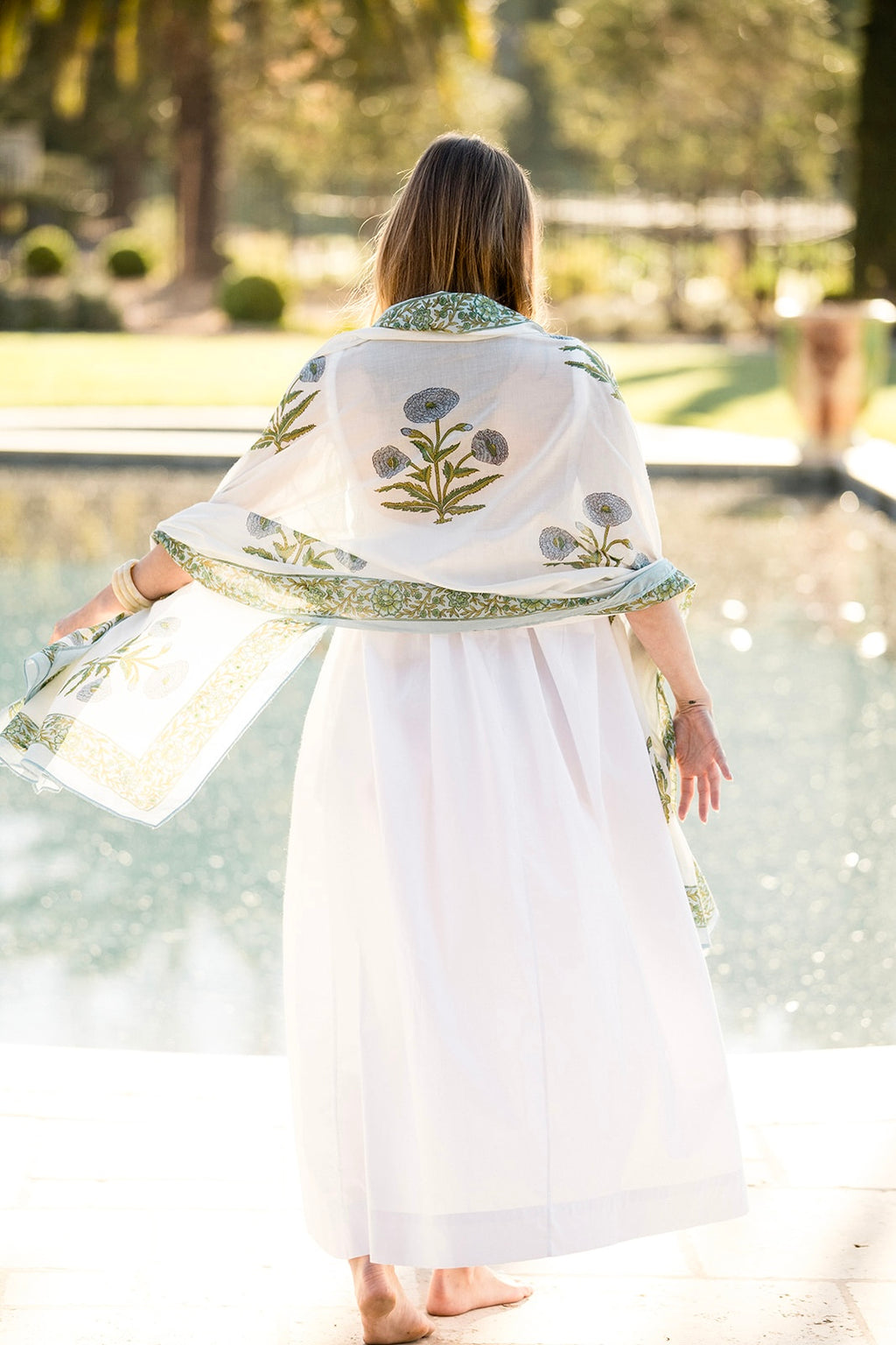 Sarong with Bag in Blue/Green Flower
