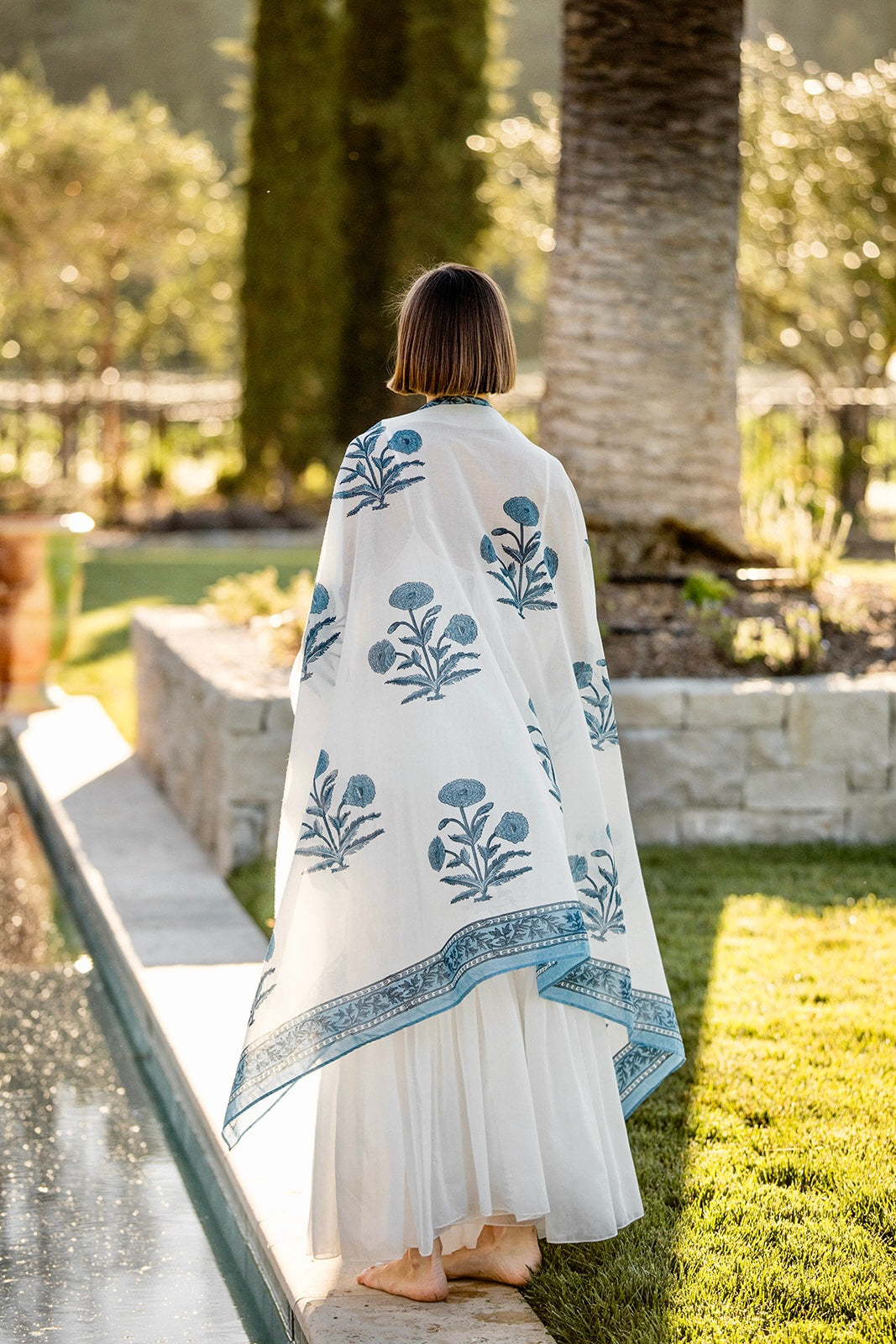 Sarong with Bag in Indigo Flower