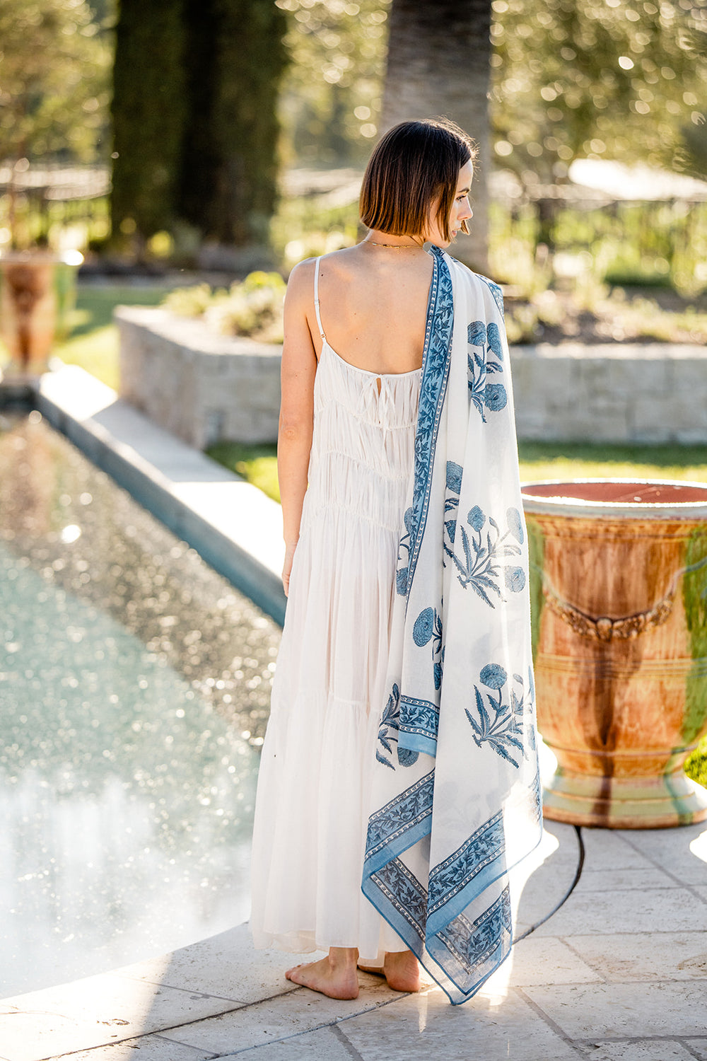 Sarong with Bag in Indigo Flower