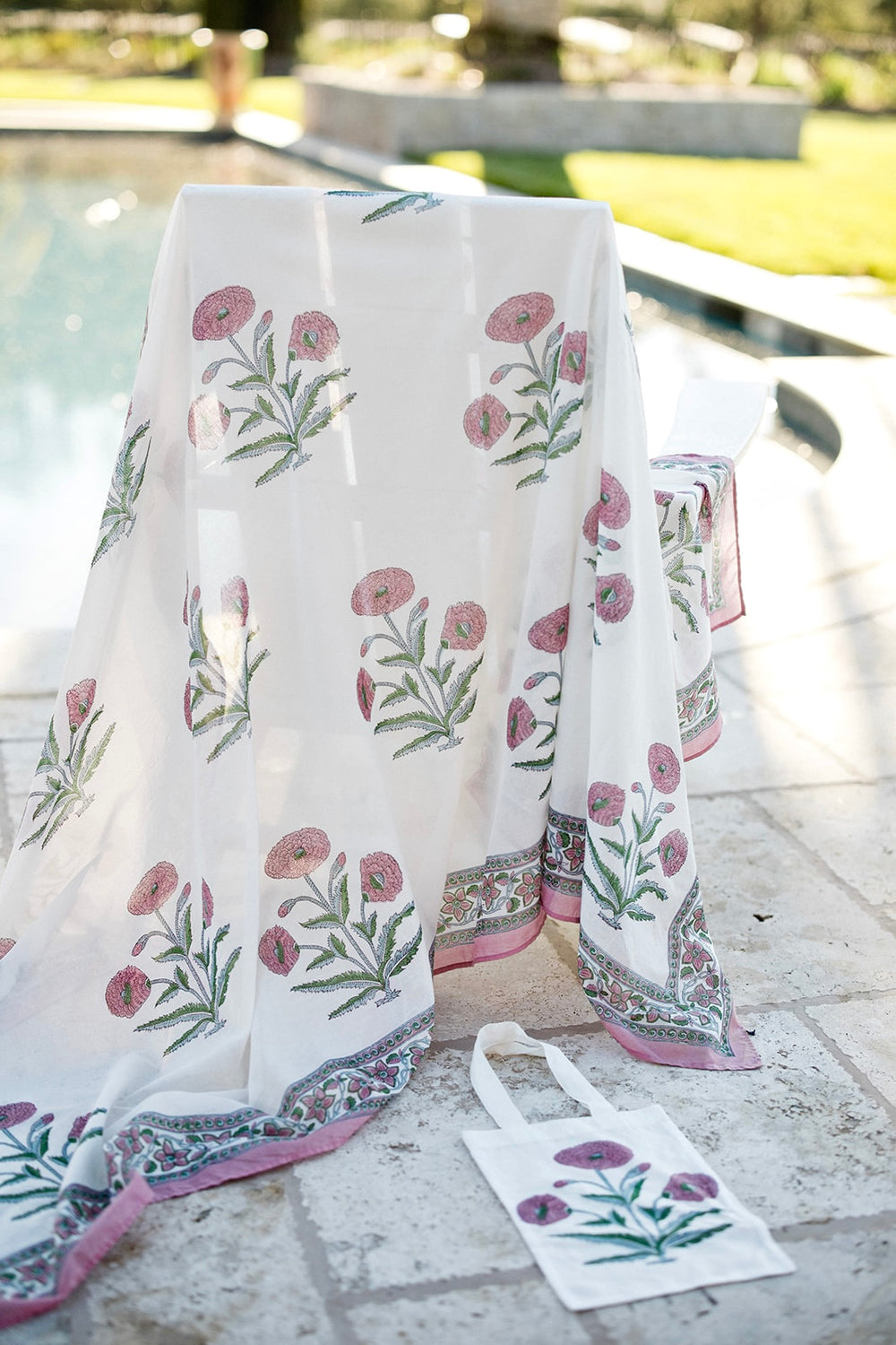 Sarong with Bag in Pink Flower