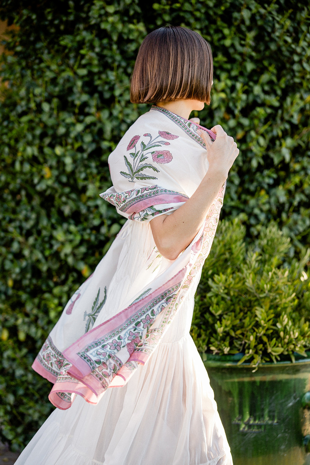 Sarong with Bag in Pink Flower