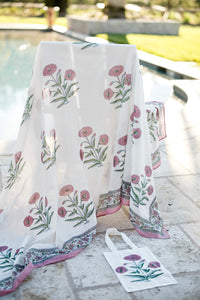 Sarong with Bag in Pink Flower