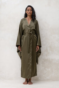 Long Silky Satin Kimono Robe