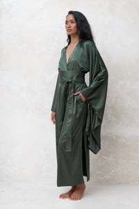 Long Silky Satin Kimono Robe