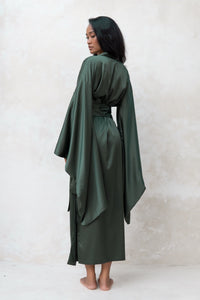 Long Silky Satin Kimono Robe