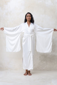 Long Silky Satin Kimono Robe