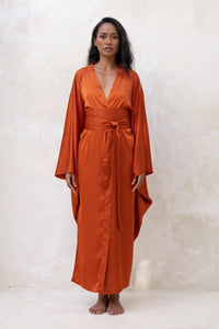 Long Silky Satin Kimono Robe