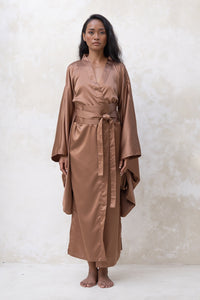 Long Silky Satin Kimono Robe