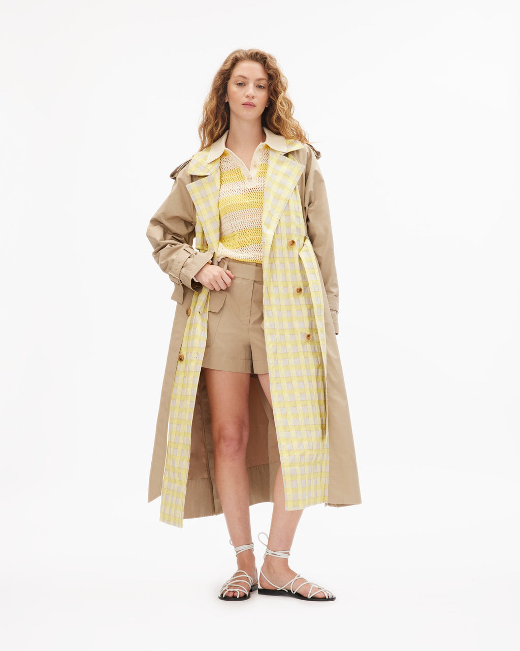 Sawyer Coat in Dark Khaki/Lemon Multi