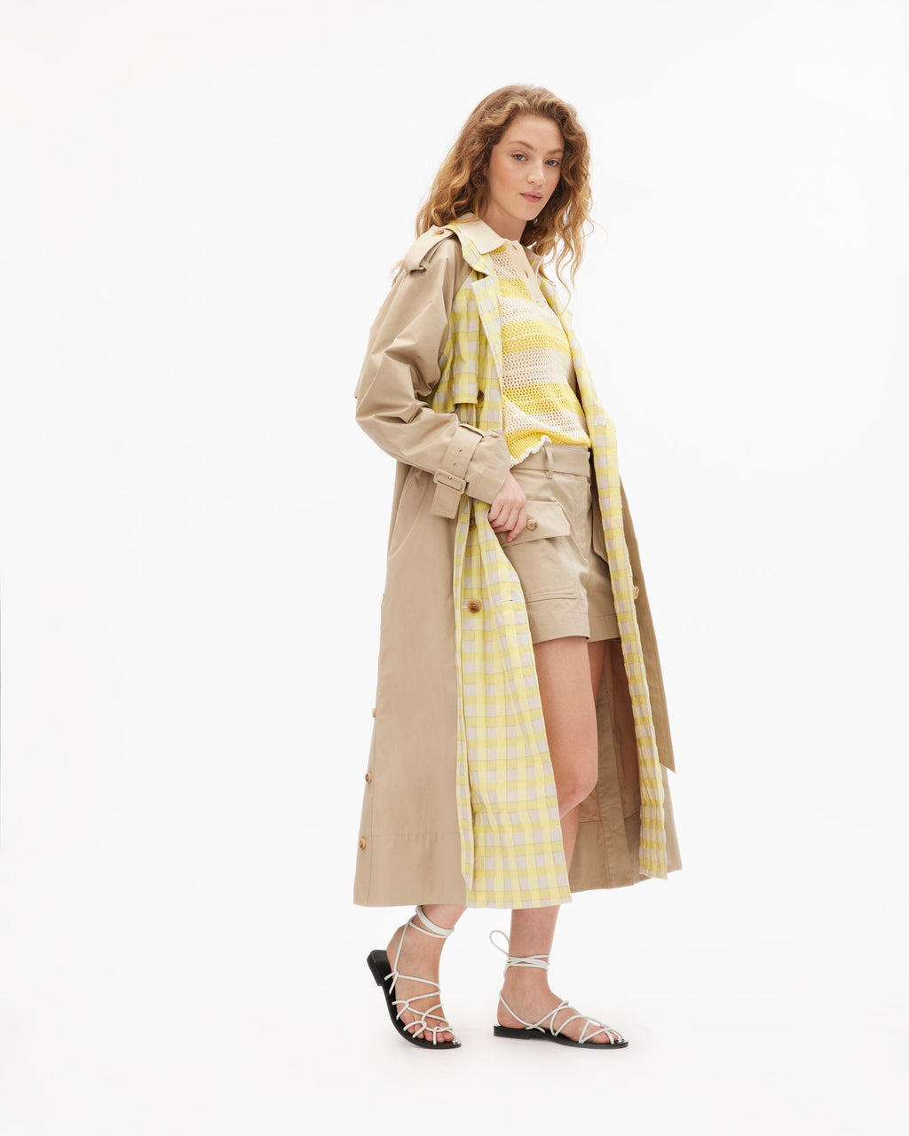 Sawyer Coat in Dark Khaki/Lemon Multi
