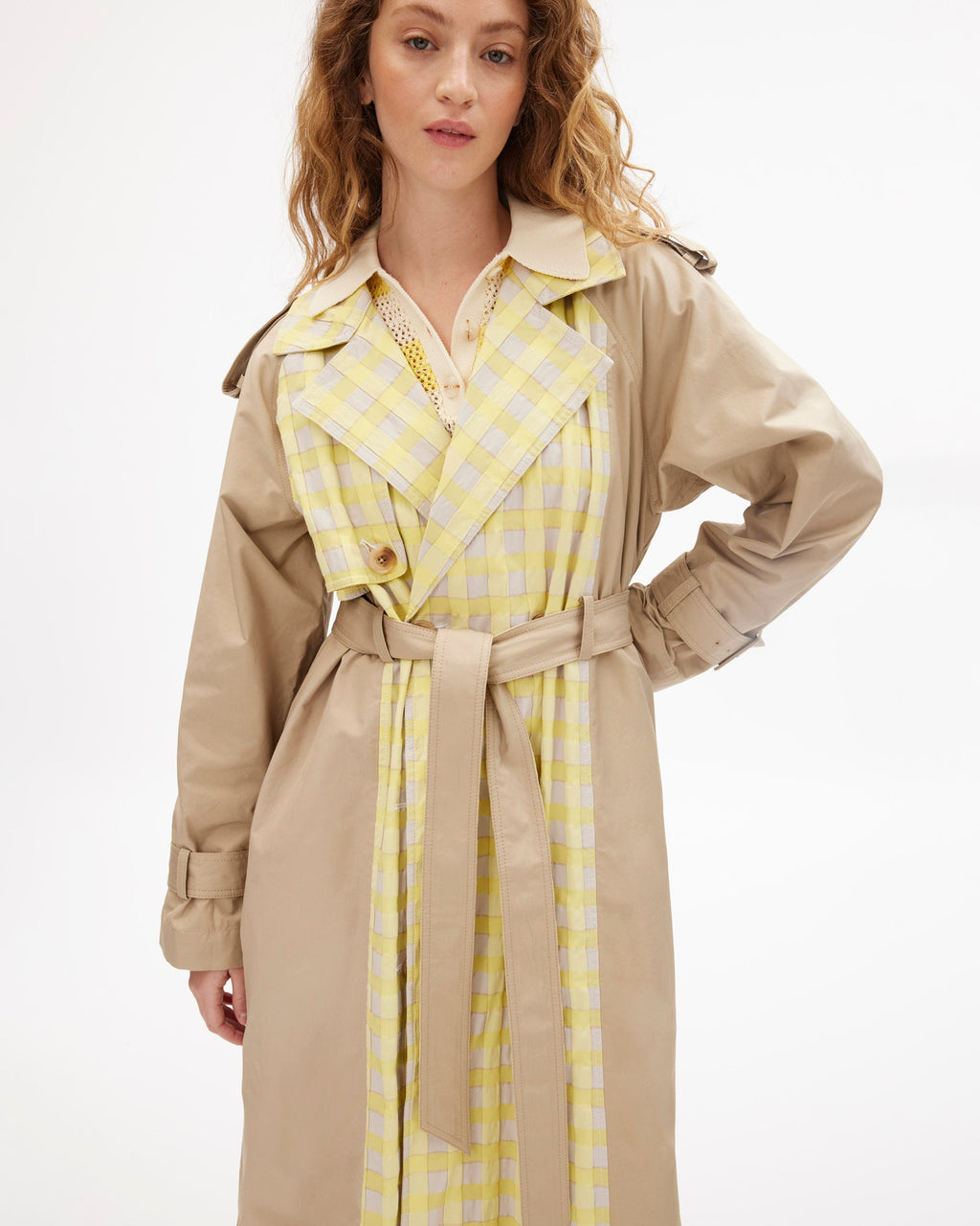 Sawyer Coat in Dark Khaki/Lemon Multi