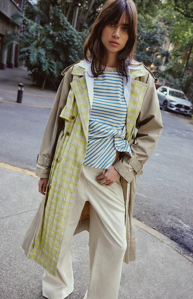 Sawyer Coat in Dark Khaki/Lemon Multi