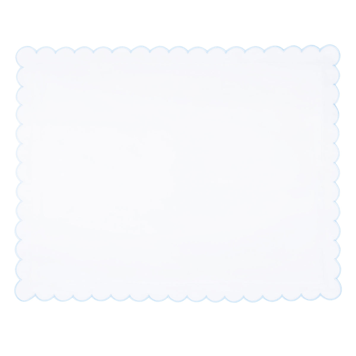 Little English baby pillow case with scallop edge trimmed in light blue embroidery, nursery goods for baby