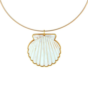 Scallop Shell Pendant with Neck Wire