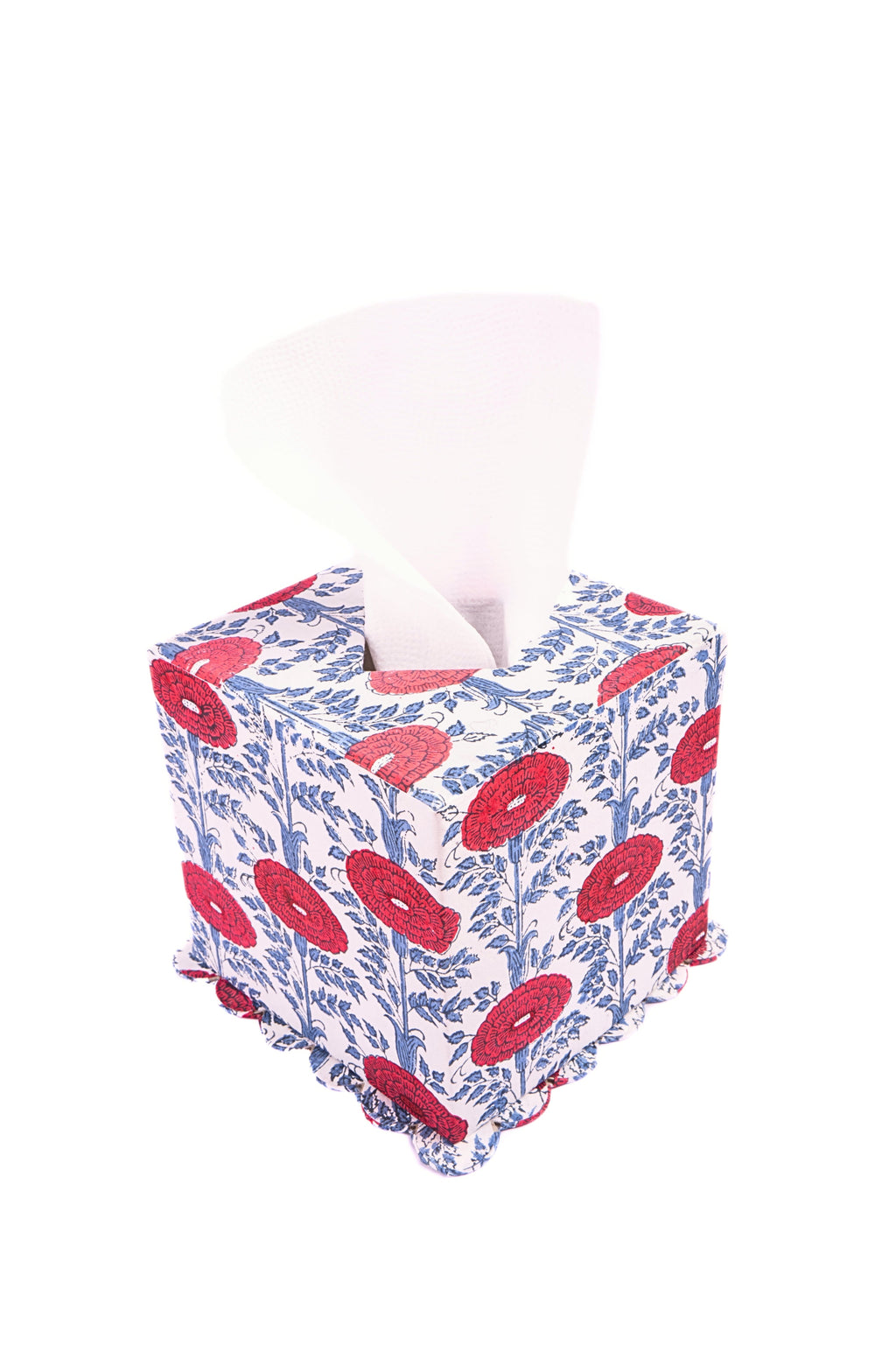 Scallop Tissue Box Cover in Araminta Blockprint