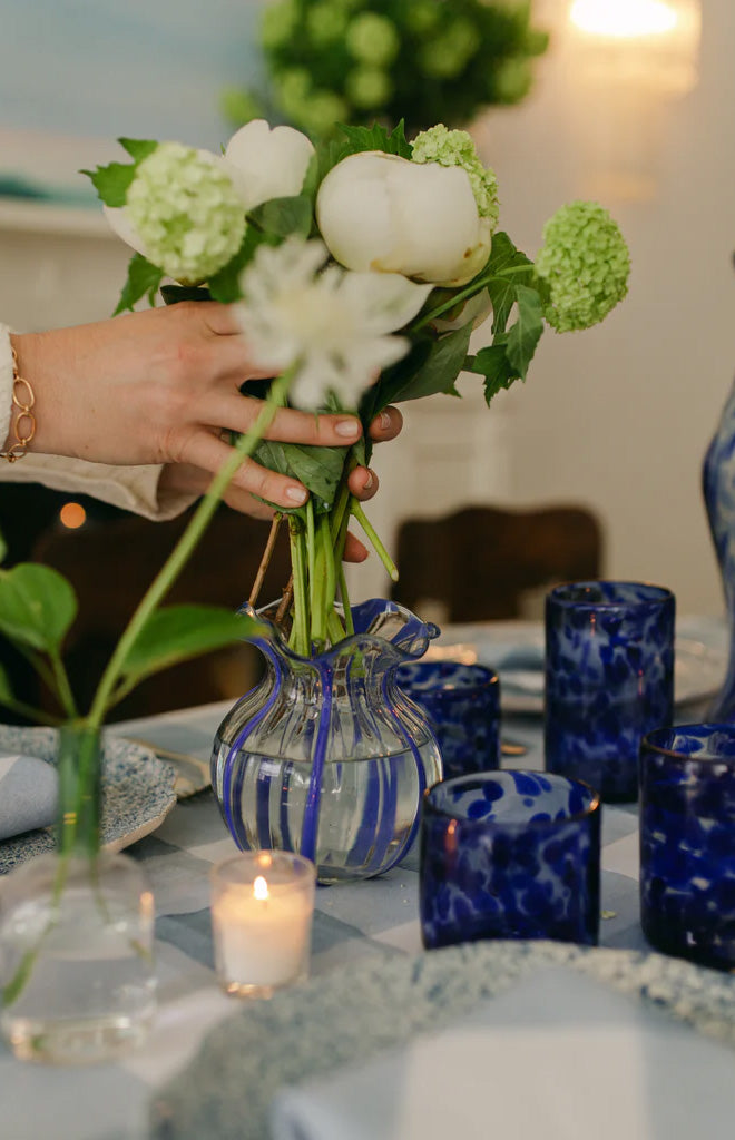 Scalloped Floral Vase in Cobalt