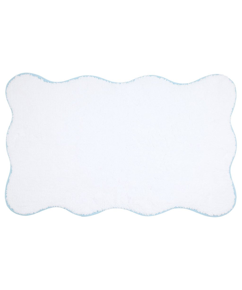 Rebecca Udall, Amelia Scalloped Wavy Bath Towel Large Family Bundle, White and Powder Blue