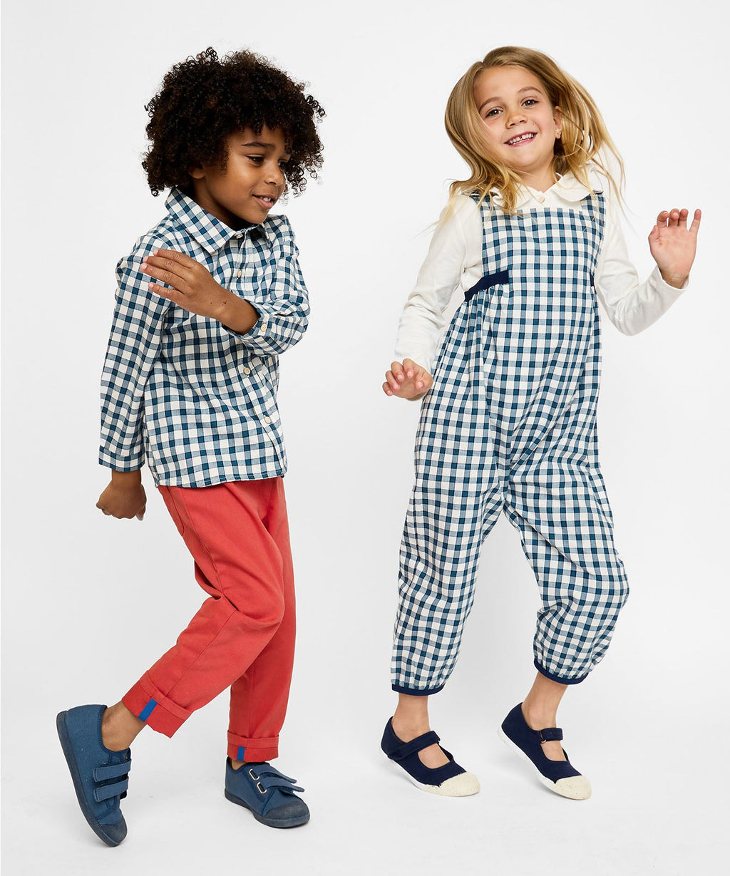 Scout Overall in Blue Picnic Check