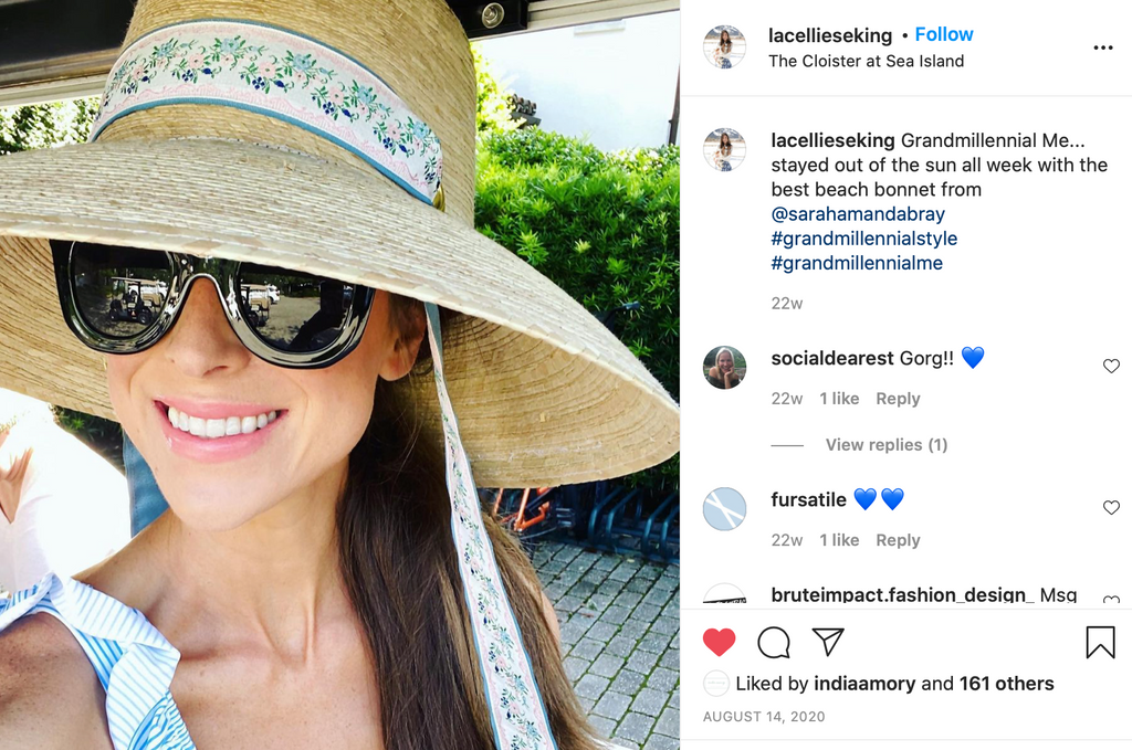 Wildflower Sun Hat in Antique Eyelet Scallop Lace Wide & Short Ribbon