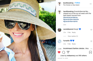 Wildflower Sun Hat in Antique Eyelet Scallop Lace Wide & Short Ribbon