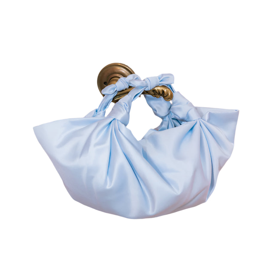 Medium Size Baby Blue NLA Silk Knot Bag