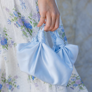 Medium Size Baby Blue NLA Silk Knot Bag