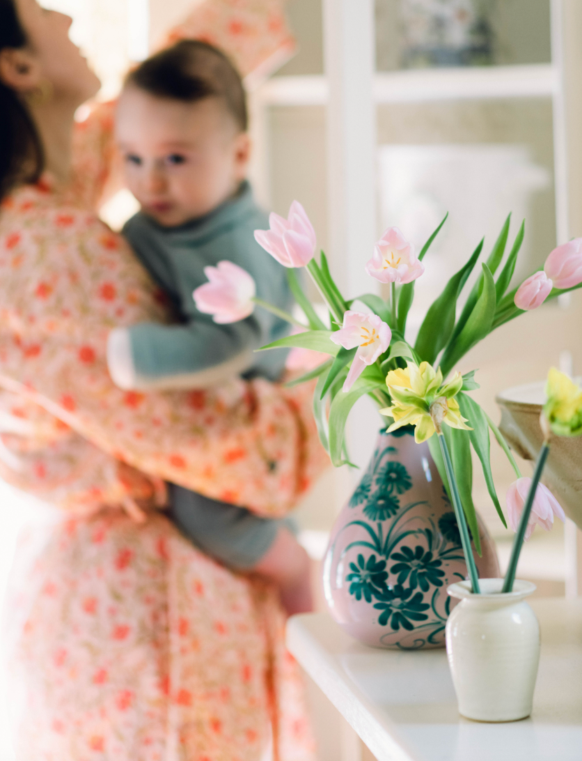 Drop It Like It's Hot Vase In Lilac & Green Floral Design