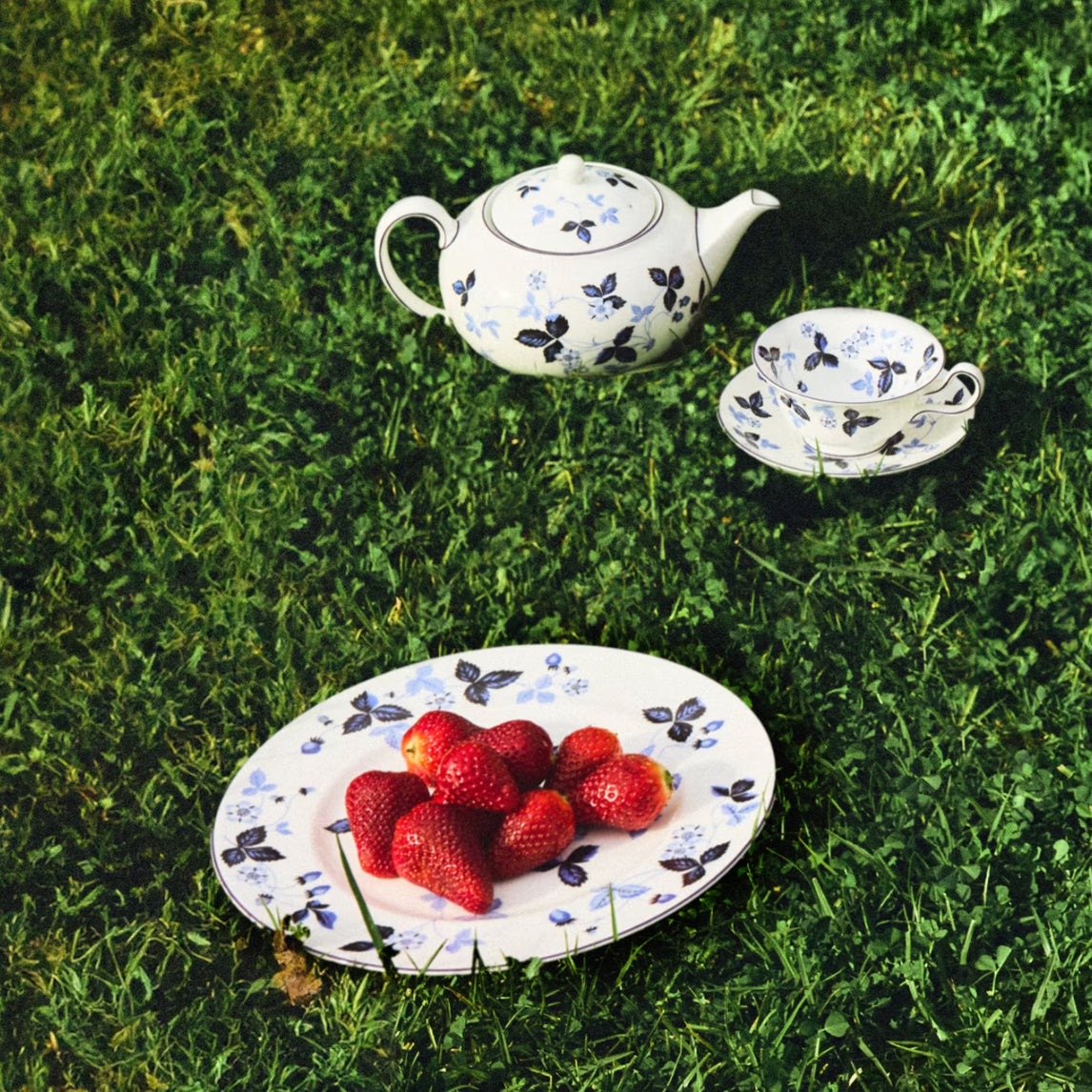 Wild Strawberry Inky Blue Teacup Saucer 5.9floz