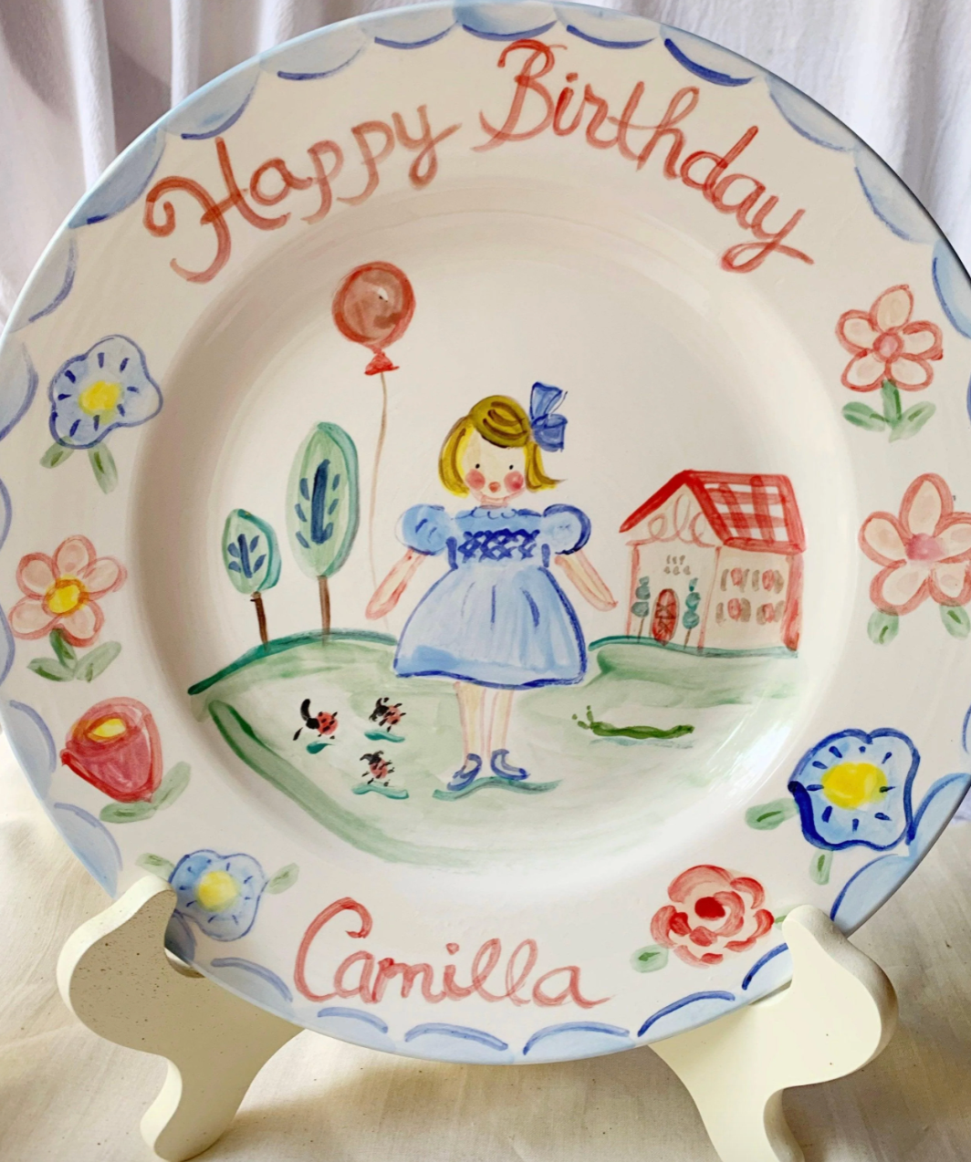 Birthday Plate in Blue Dress Full Color