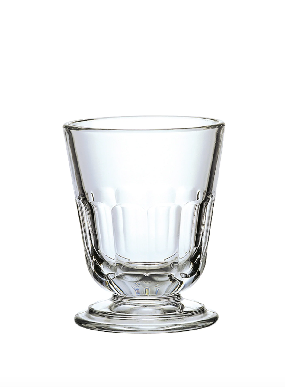Front view of Perigord tumbler showcasing fluted sides and short pedestal foot on white background