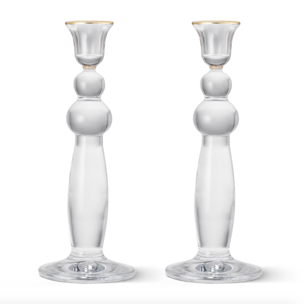 Sancia Extra Tall Taper Candleholders in Gold Rim in, Set of 2