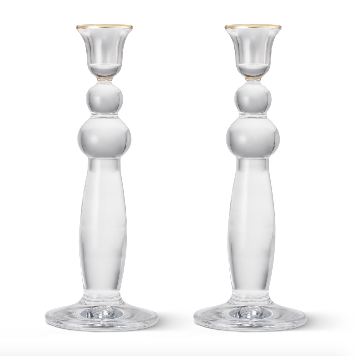 Sancia Extra Tall Taper Candleholders in Gold Rim in, Set of 2