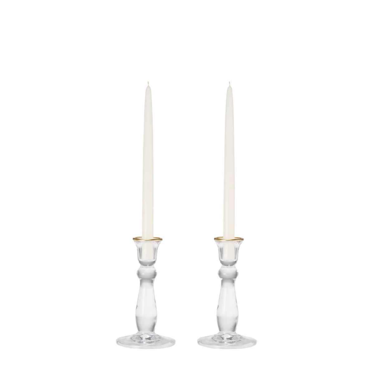 Sancia Tall Taper Candleholders in Gold Rim in, Set of 2