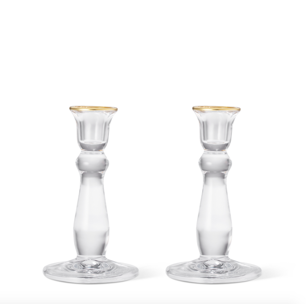 Sancia Tall Taper Candleholders in Gold Rim in, Set of 2