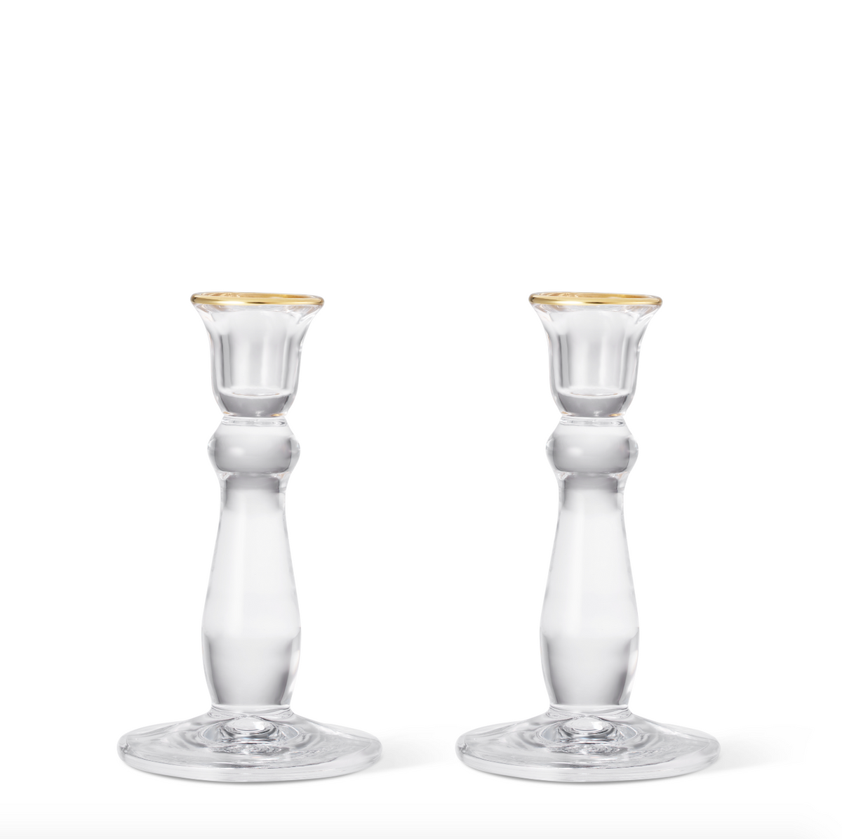 Sancia Tall Taper Candleholders in Gold Rim in, Set of 2