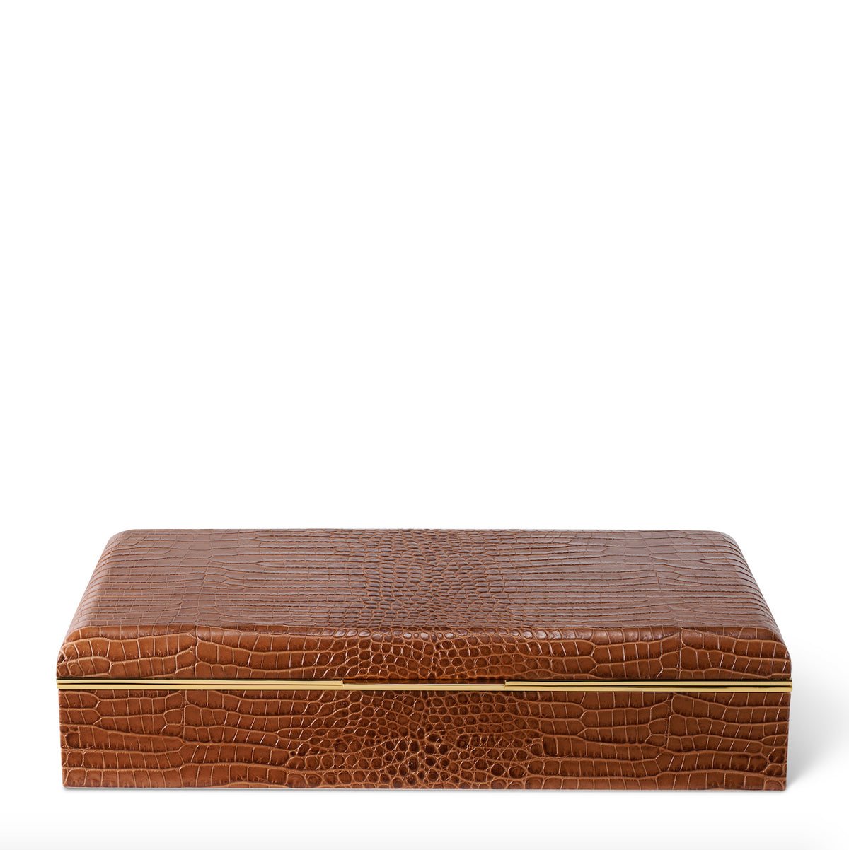 Classic Croc Leather Desk Box in Chestnut