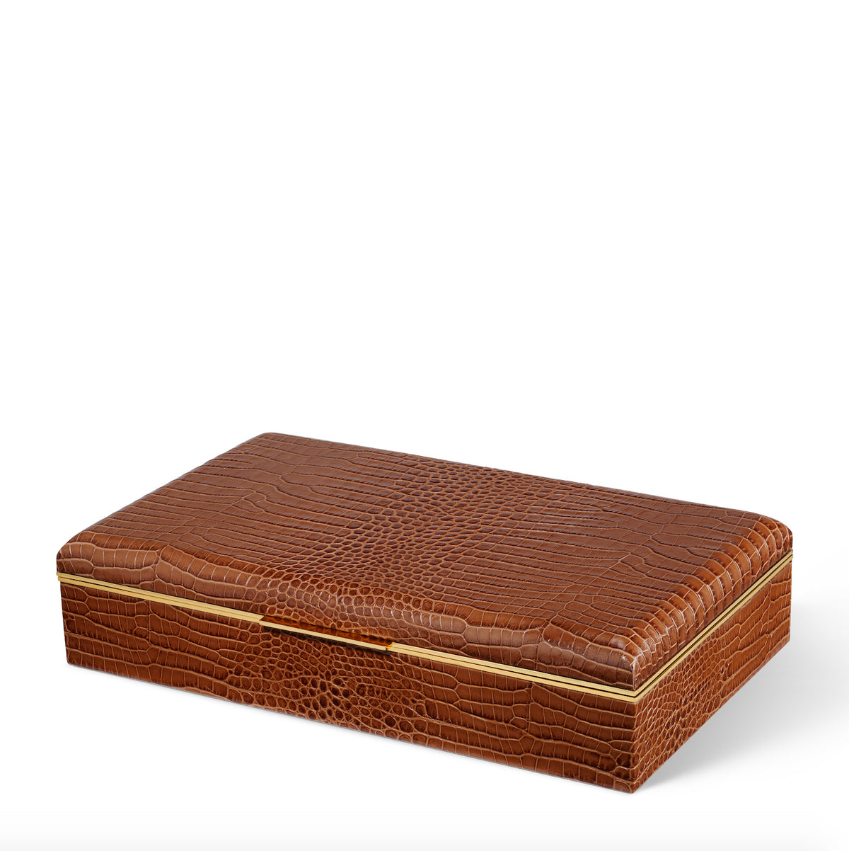 Classic Croc Leather Desk Box in Chestnut