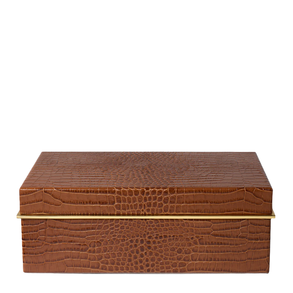 Classic Croc Leather Large Box in Chestnut