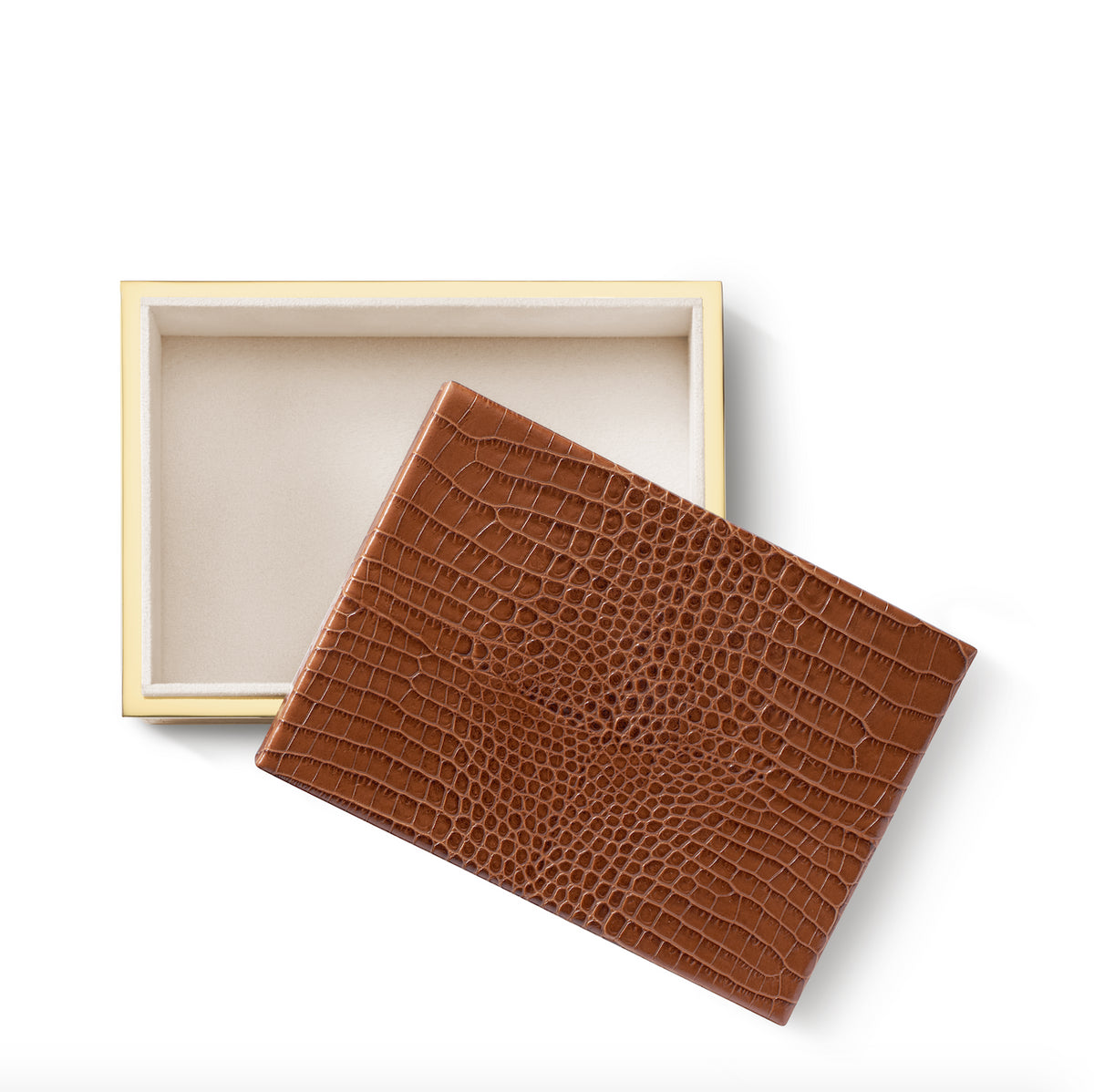 Classic Croc Leather Small Box in Chestnut