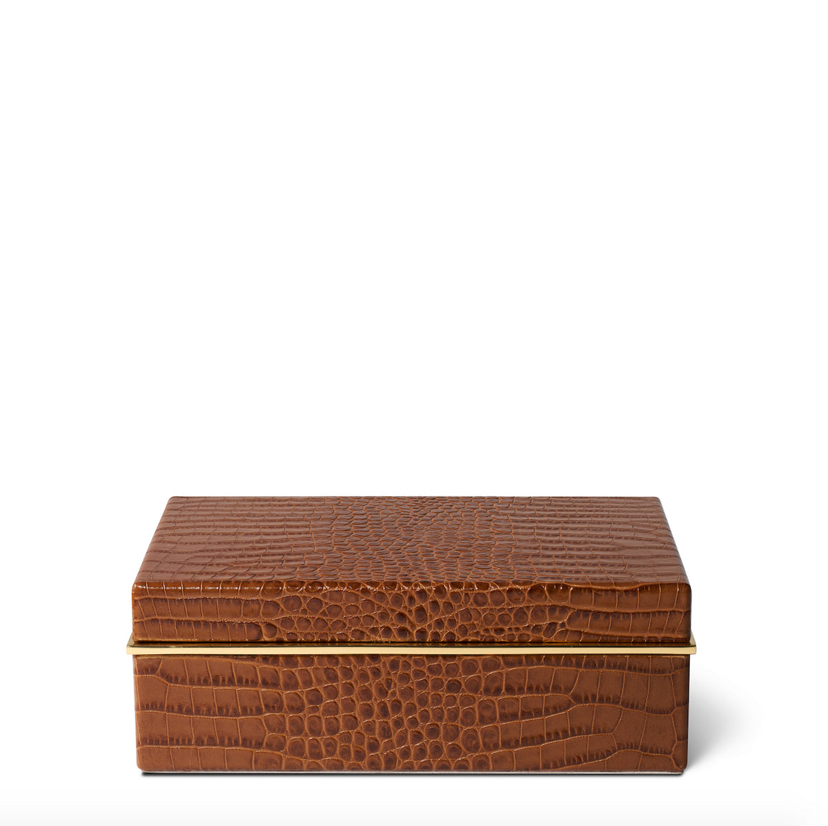 Classic Croc Leather Small Box in Chestnut