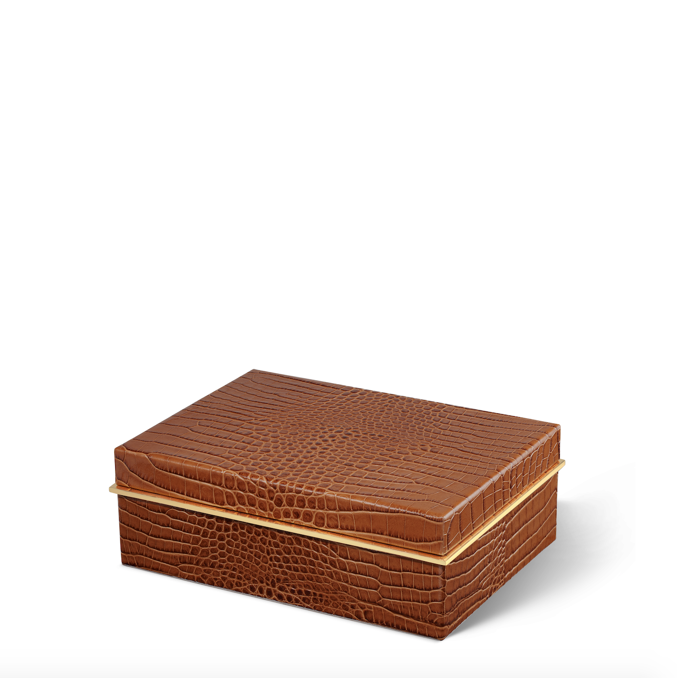 Classic Croc Leather Small Box in Chestnut