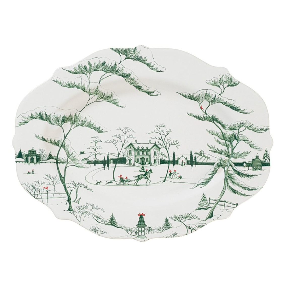 Country Estate Winter Frolic 18" Platter in Evergreen