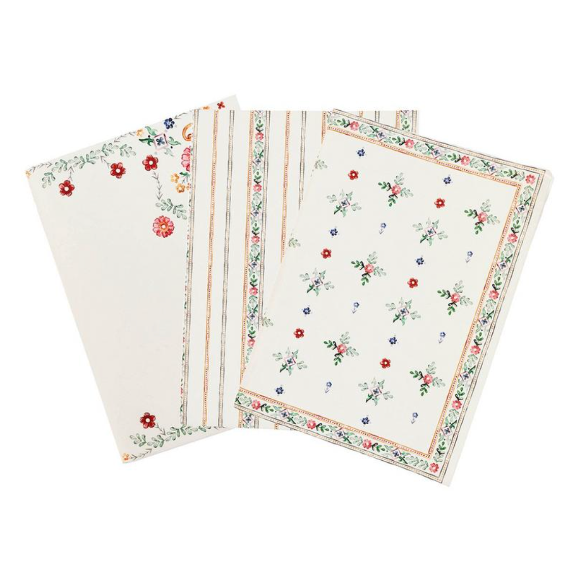 Angled view of Heidi Journal Assorted in Multi set of 3 showcasing three watercolor floral motifs on white background
